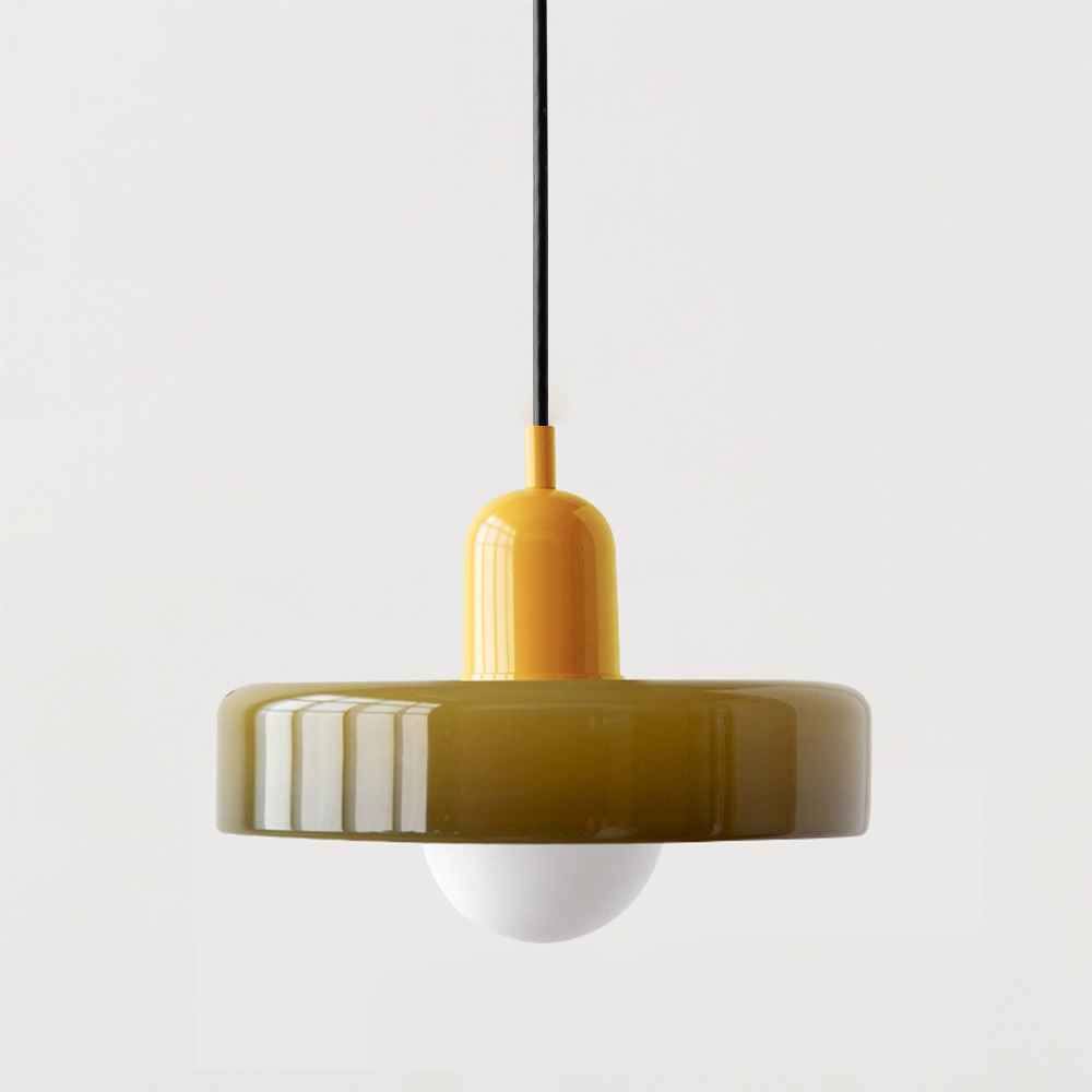 Bauhaus-pendel i farvet glas – design