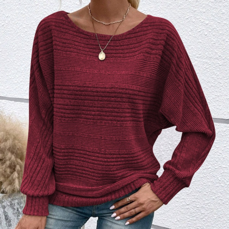 Icone™ CasualLongsleeves: Afslappet Pasform Stilfuld Stribet Flagermusemønster Afslappet Langærmet Top