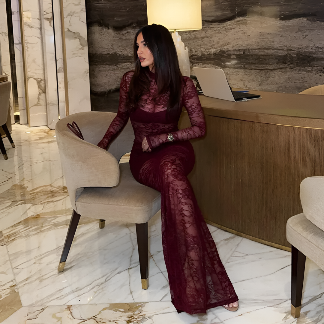 Icone™ LaceDress: Sexet Pasform Behagelig Rund Hals Blonderkjole