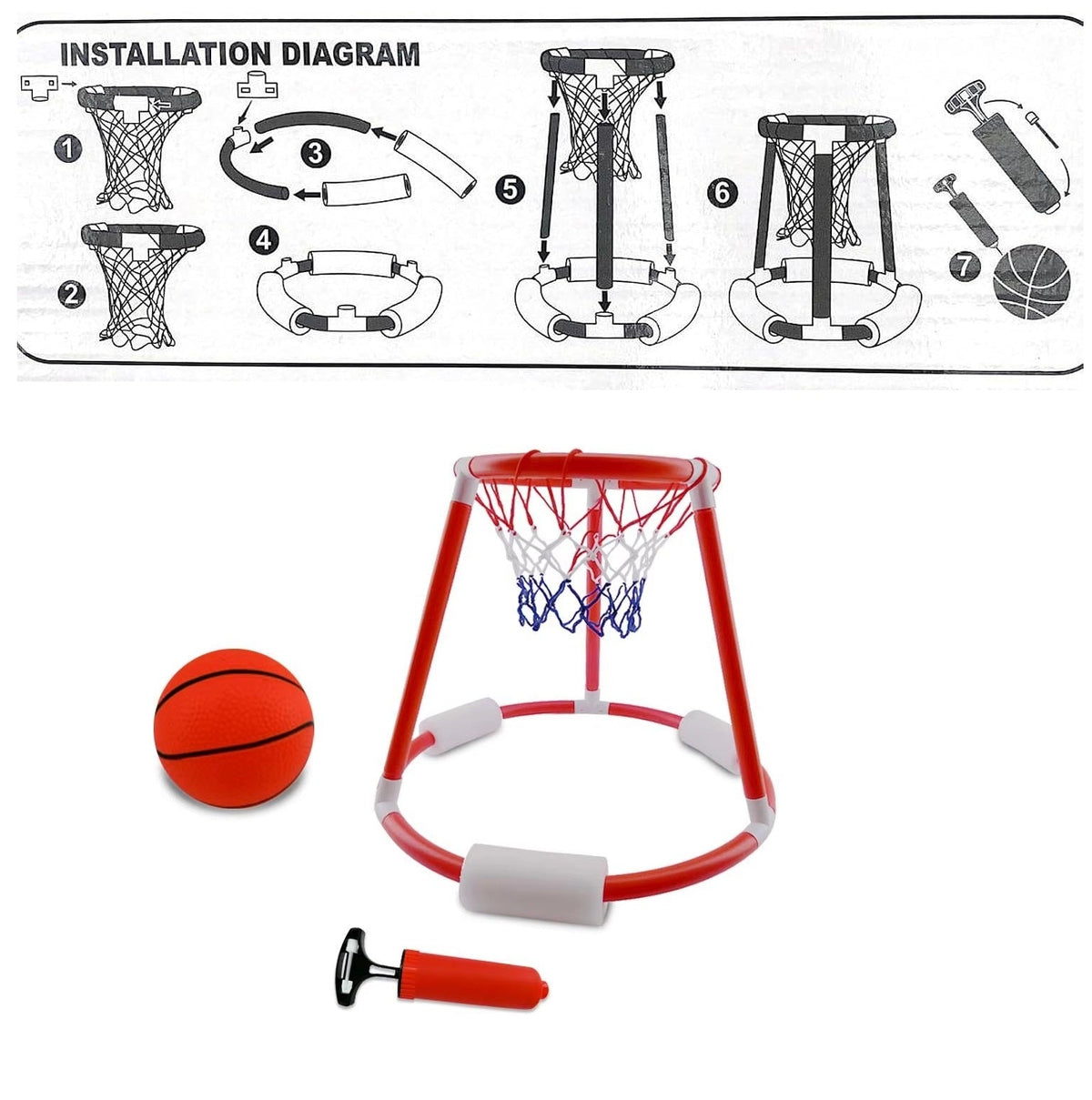 Kletshuts™ FloatingDunk: Oppustelig Hoop Flydende Pool Basketball Dunk Sæt Legetøj