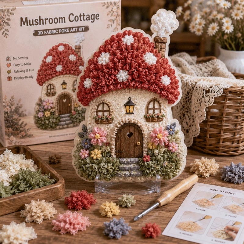 Kletshuts™ PokeKit - Kreativ DIY Hus Håndværk Stof Poke Kunst Kit