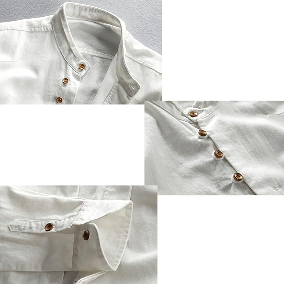 Icone™ CollarlessLongsleeves: Herre Japansk Stil Åndbar Kraveløs Langærmet