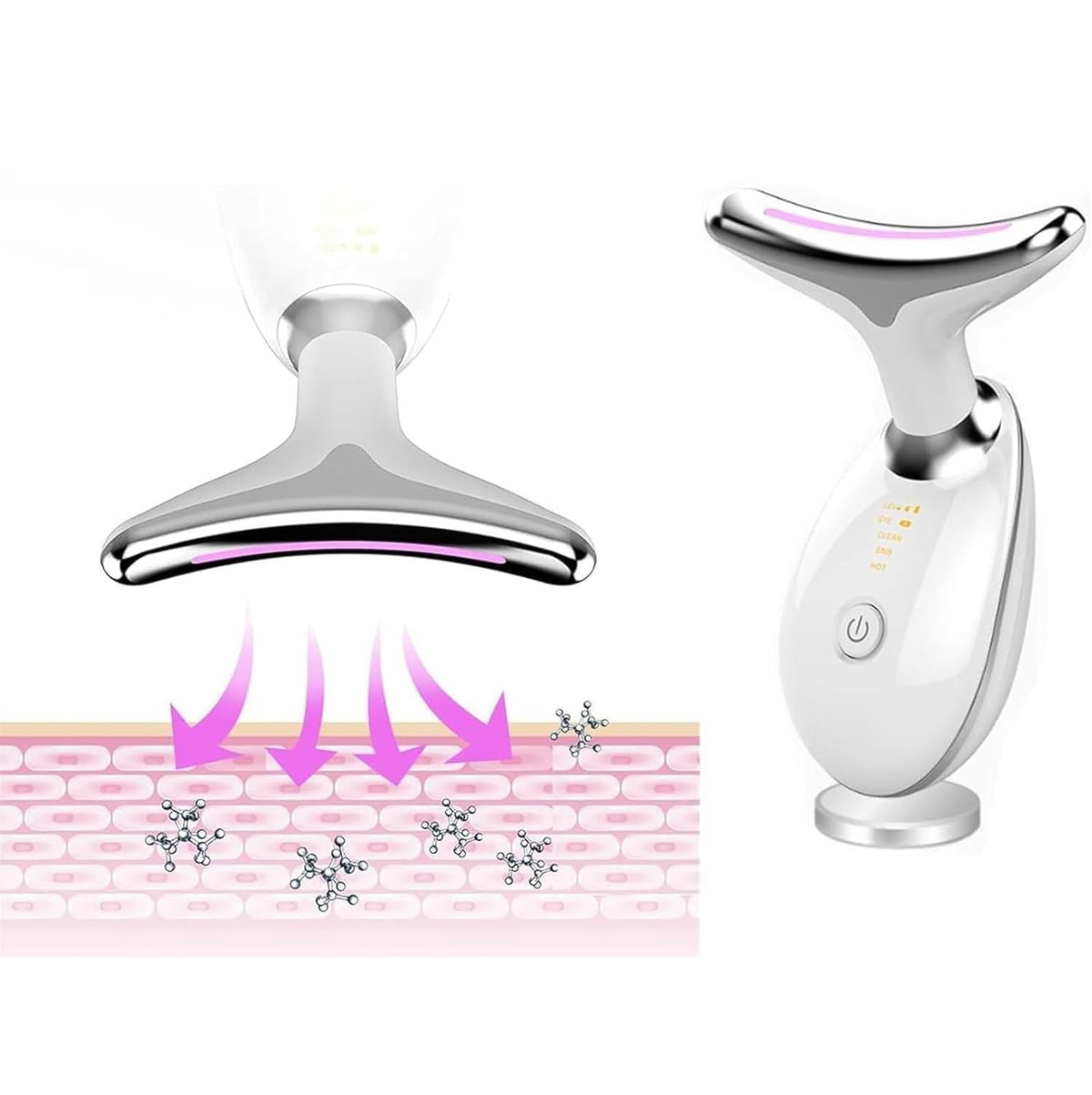 SkinMassager - Ansigt Og Nakke Hudløftningsmassageapparat Og Fastgørende Skønhedsværktøj