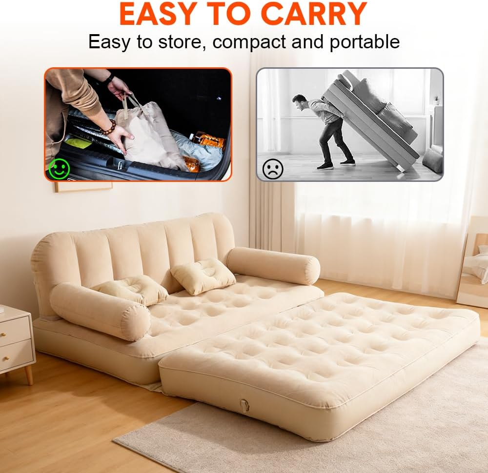 UltiFurni® RestLounge: Konvertibel 2-i-1 Hurtig Opsætning Oppustelig Rest Lounge Sofa Seng