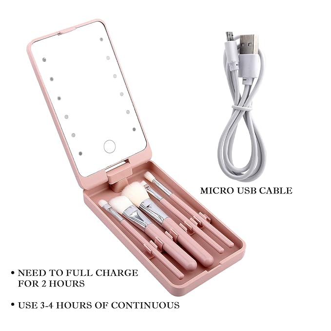 GlowBrushes - Genopladeligt LED-LysRejser Makeup Børste Sæt