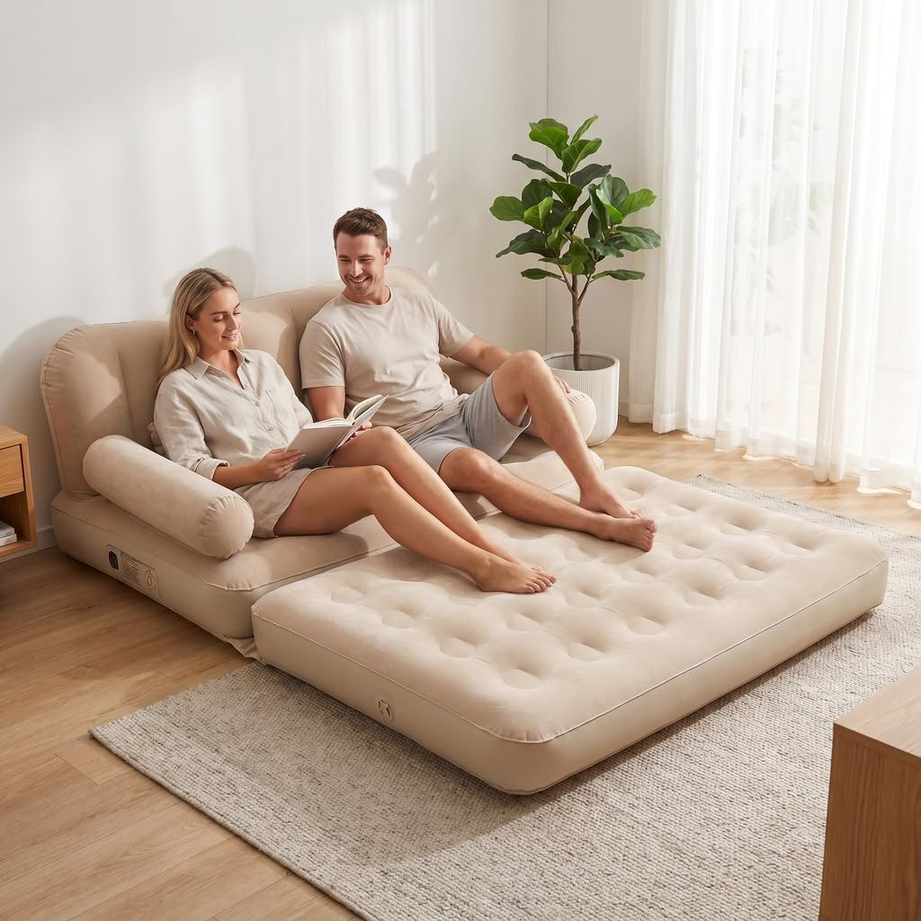UltiFurni® RestLounge: Konvertibel 2-i-1 Hurtig Opsætning Oppustelig Rest Lounge Sofa Seng