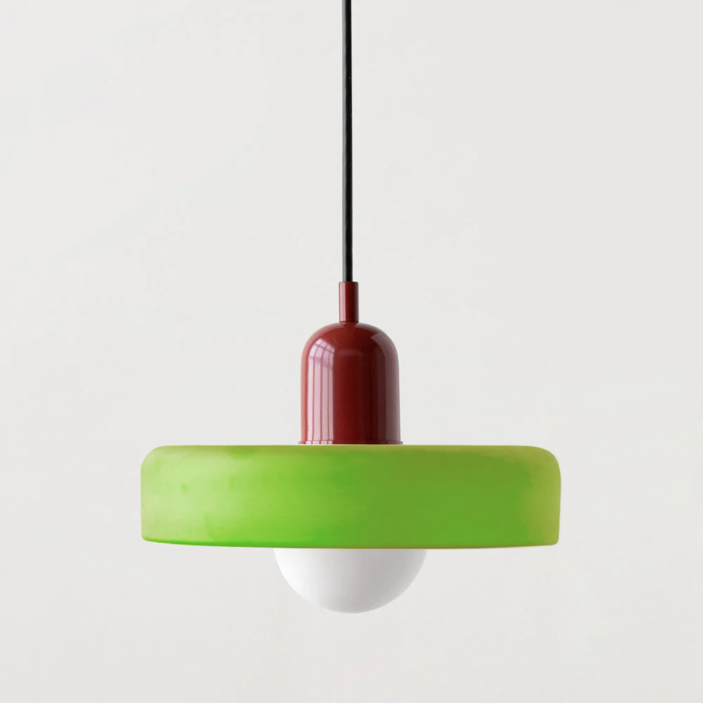 Bauhaus-pendel i farvet glas – design