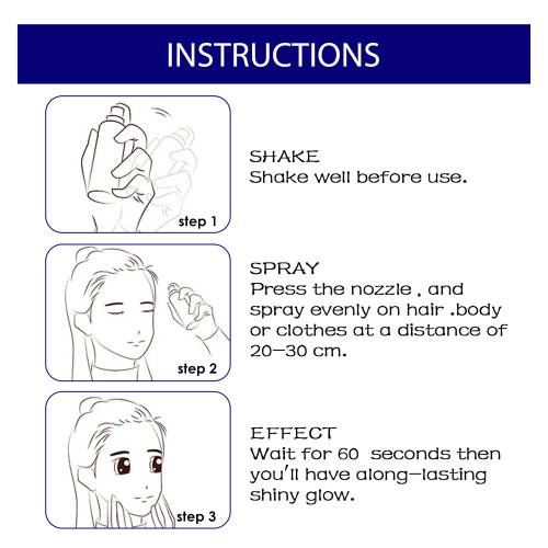 Glitter highlighter-spray til hår og krop