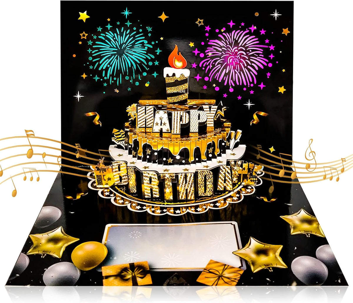 GreetingCard - Interaktiv Musikalsk 3D Pop-Up Fødselsdagskort