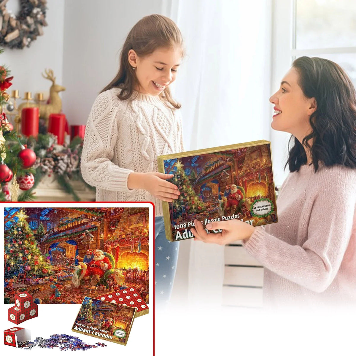 PuzzleAdvent - 24 Jigsaw Puzzle Advent Kalender (Tilfældigt Design)