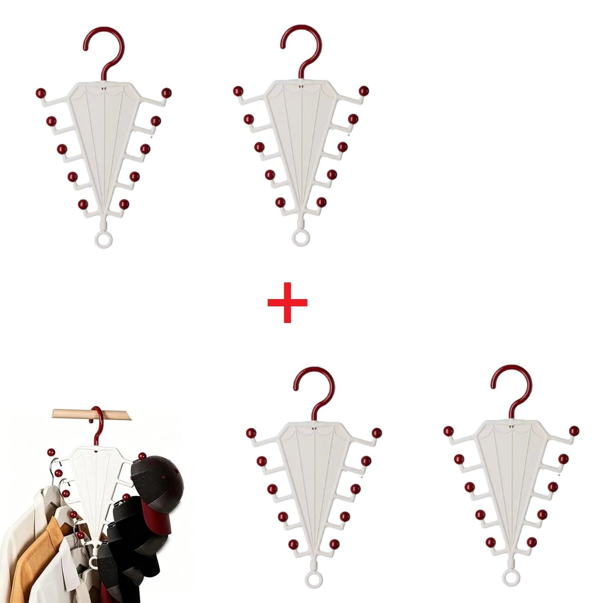 GlideHold® UmbrellaHanger 2+2 GRATIS: Multifunktionel Holder Paraplyformet Hanger