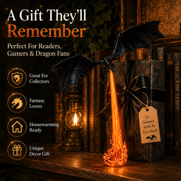 Ledsen™ DragonLamp: Belyst Drage Lampe Fantasy Bogreol Ambient Lys