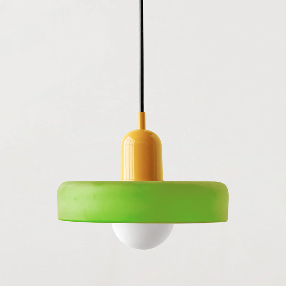 Bauhaus-pendel i farvet glas – design