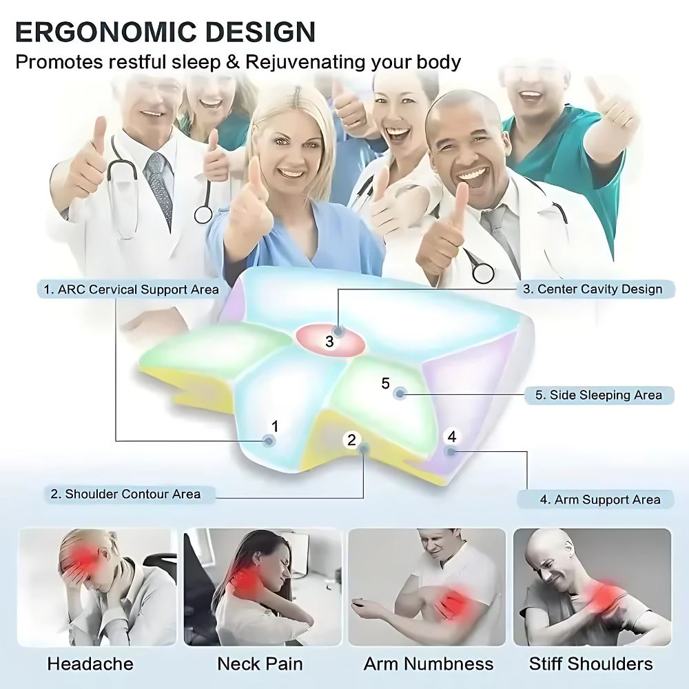 PudeLyst ergonomisk konturpude til natlig komfort