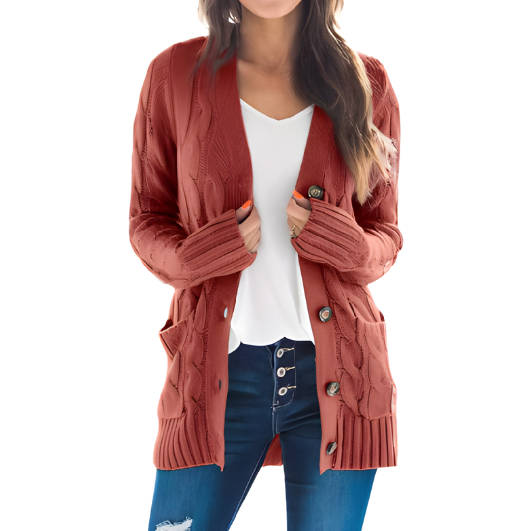 Icone™ KnittedCardigan: Kvinders Hyggelig Lang Strikket Cardigan