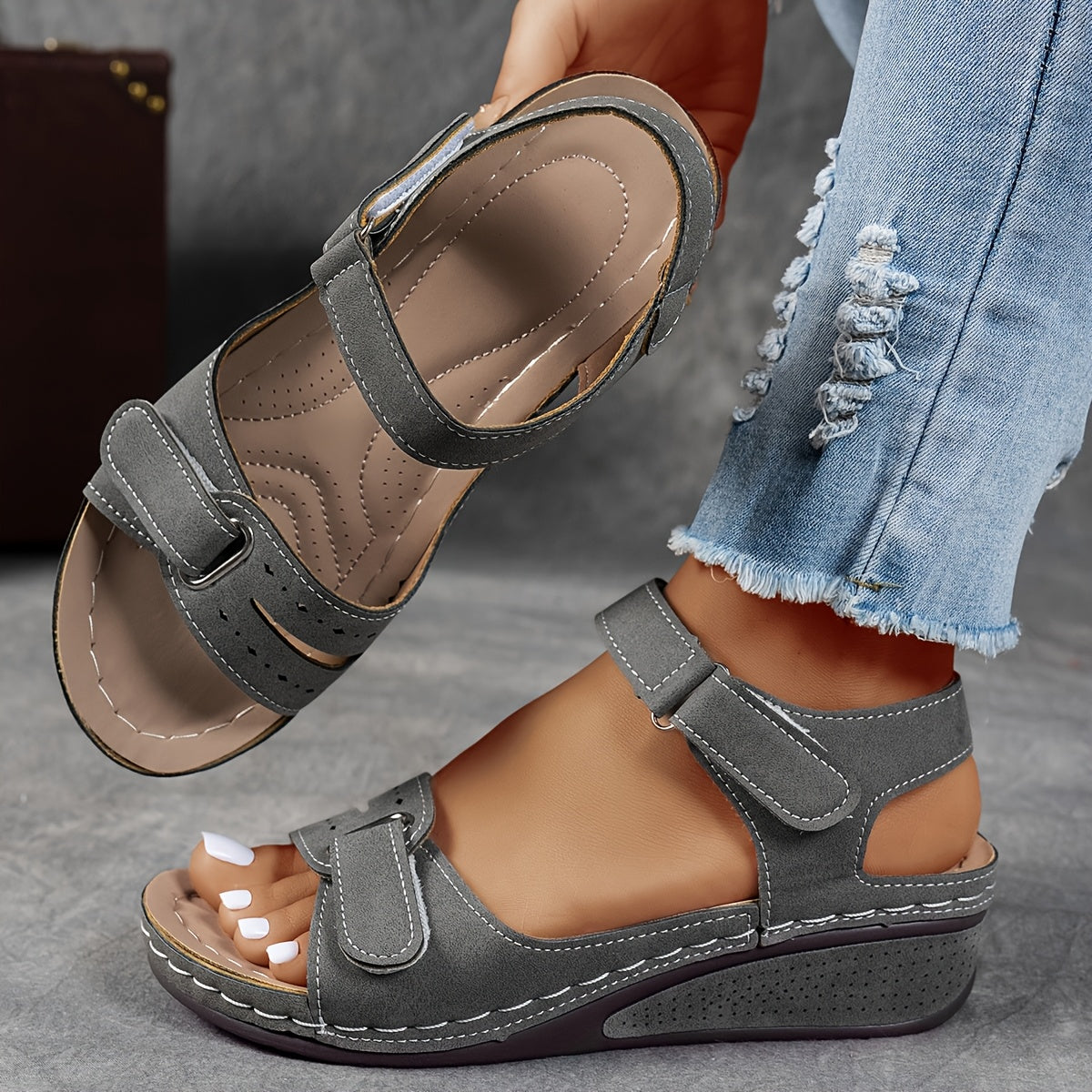 Happy™ LowWedge: Casual Komfortable Lavhælede Wedge Sandaler