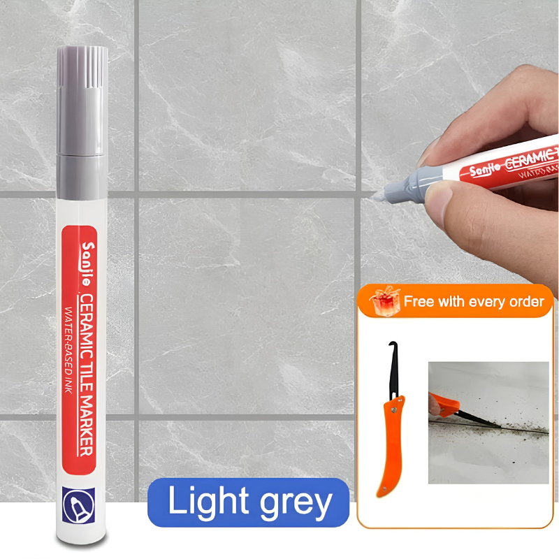 TileMarker 1+2 GRATIS - Anti-Muggs Keramisk Flise Joint Pen Markør Med Fugemasse Krogkniv
