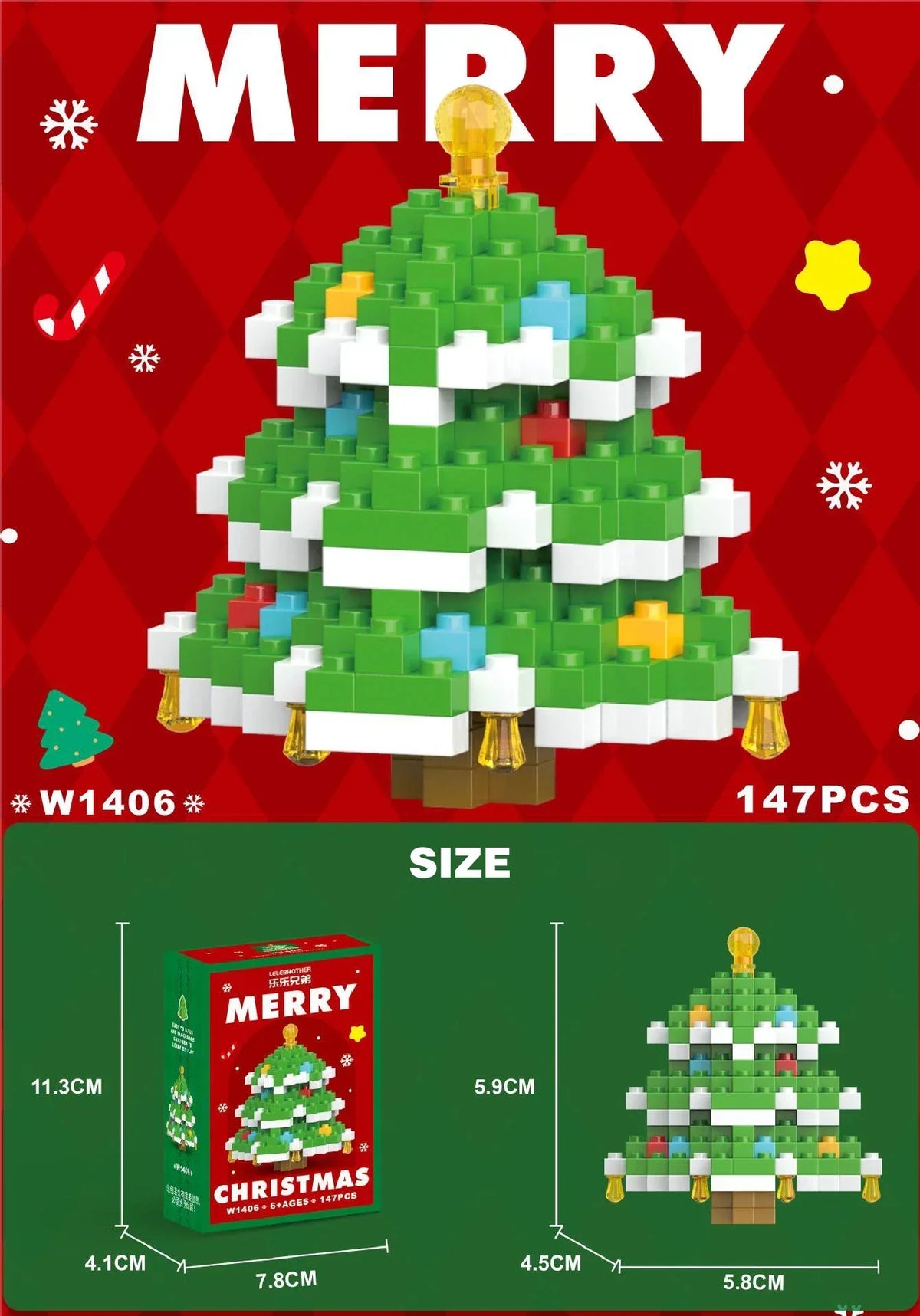 Kletshuts™ HolidayBlocks 1+1 GRATIS: Børn Kreative Mikro Bygge Blokke Jul Helligdag Udgave