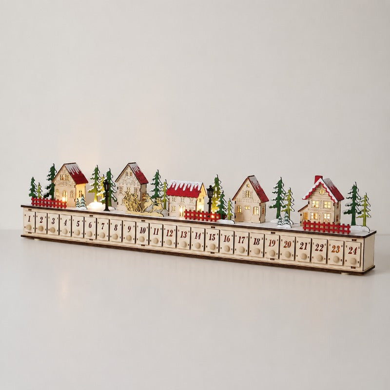 Kletshuts™ VillageAdvent - 24 Utrækkelige Skuffer Jule Advent Nedtælling Landsby