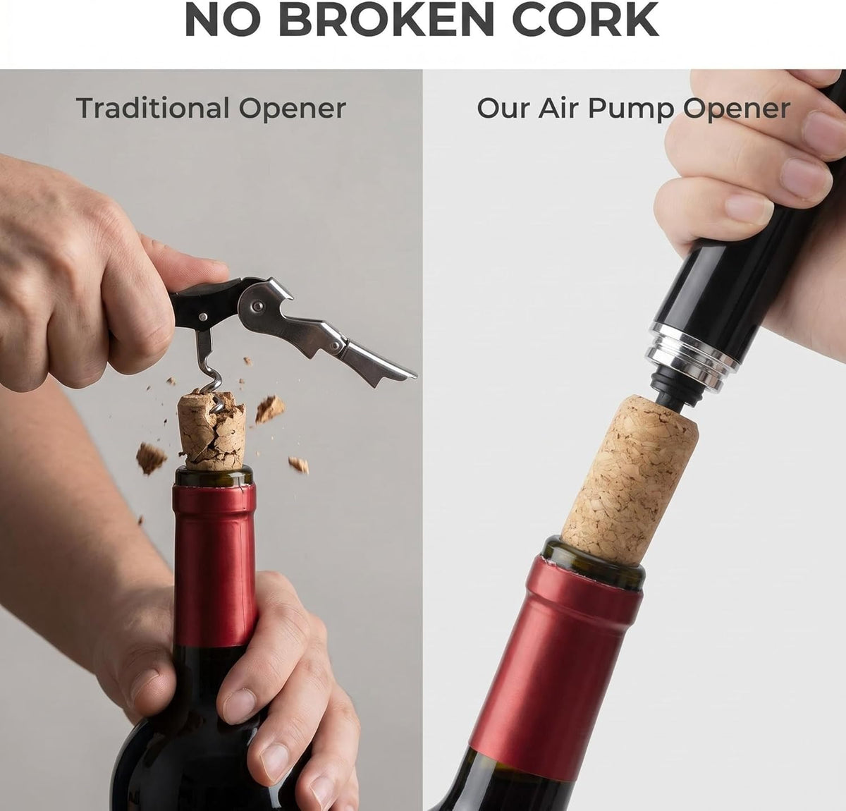 Globetrek° WineOpener 1+1 GRATIS: Lufttryk Pumpe Nem Vinflaske Åbner