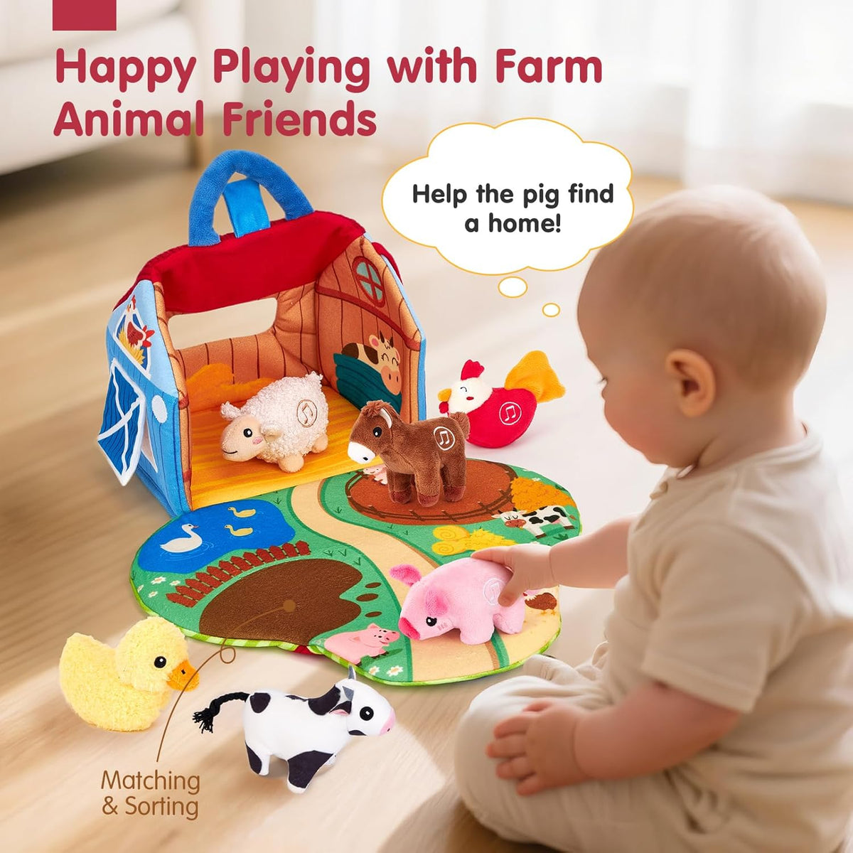 Kletshuts™ FarmPlayset: Interaktivt Læring Legetøj Med Bærbar Legehus