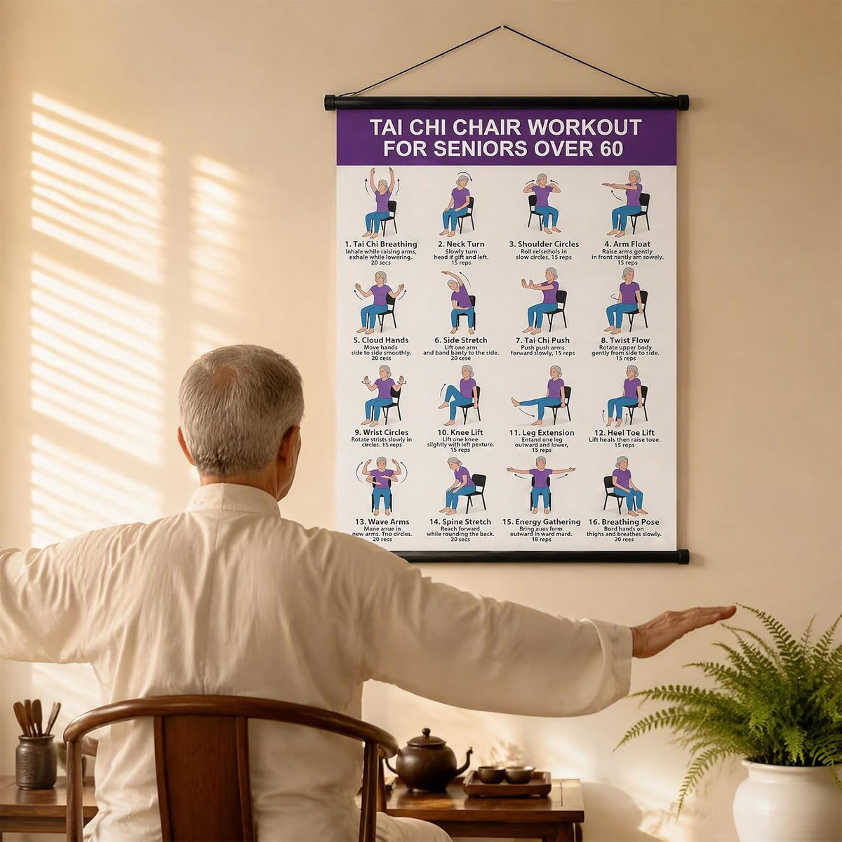 WorkoutPoster - Træningsplakat Guide Øvelser For Ældre