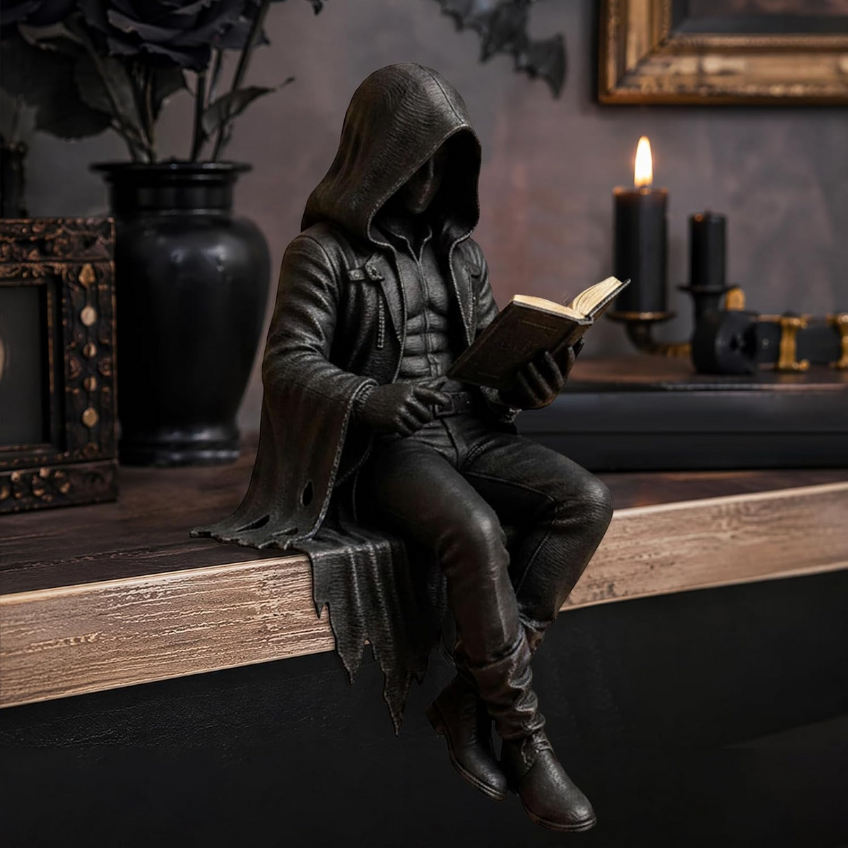 GothicDecor - Mørk Fantasi Bogreol Gothic Figurine Dekor