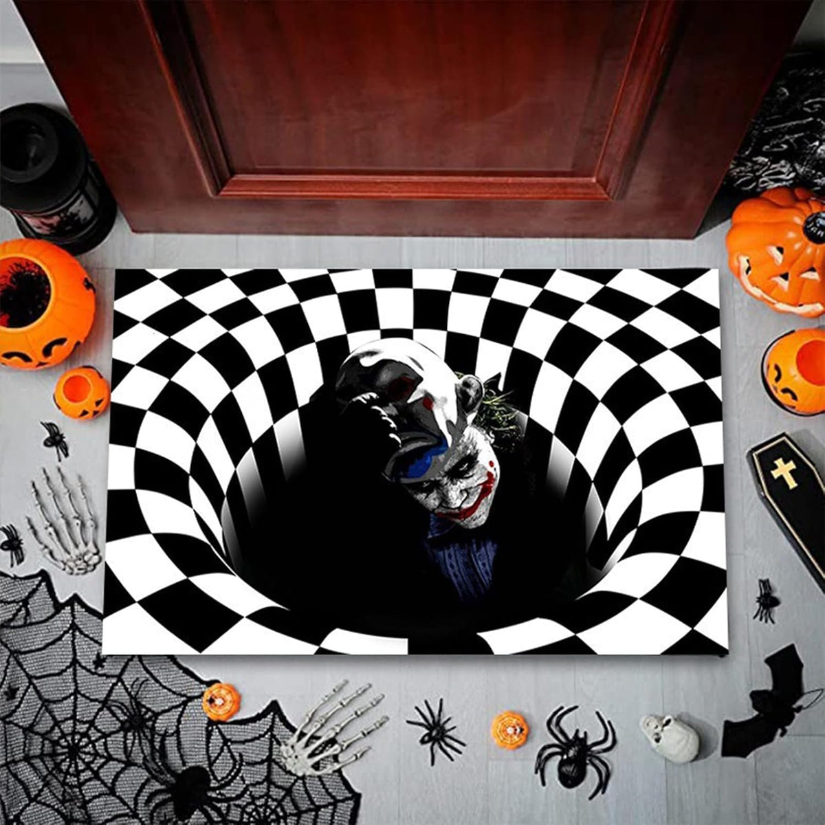 HalloweenRugs - Optisk Illusion Uhyggeligt Halloween Dørmåtte Tæpper