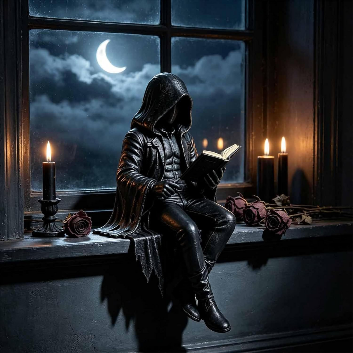 GothicDecor - Mørk Fantasi Bogreol Gothic Figurine Dekor