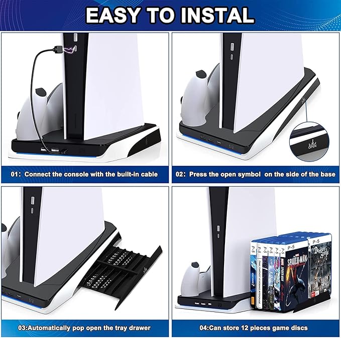 PS5Dock - 4 i 1 PS5 Multifunktionel Dock Station