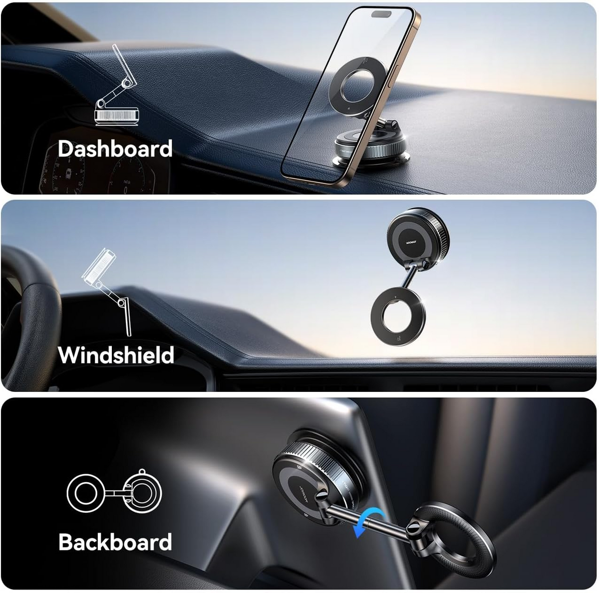 Holder360° MagneticMount 1+1 GRATIS: Roterbar Foldbar Justerbar Universel Telefon Magnetisk Holder