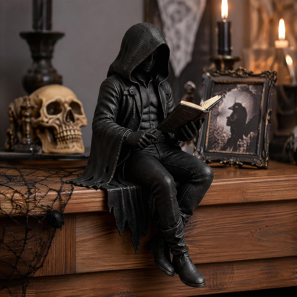 GothicDecor - Mørk Fantasi Bogreol Gothic Figurine Dekor