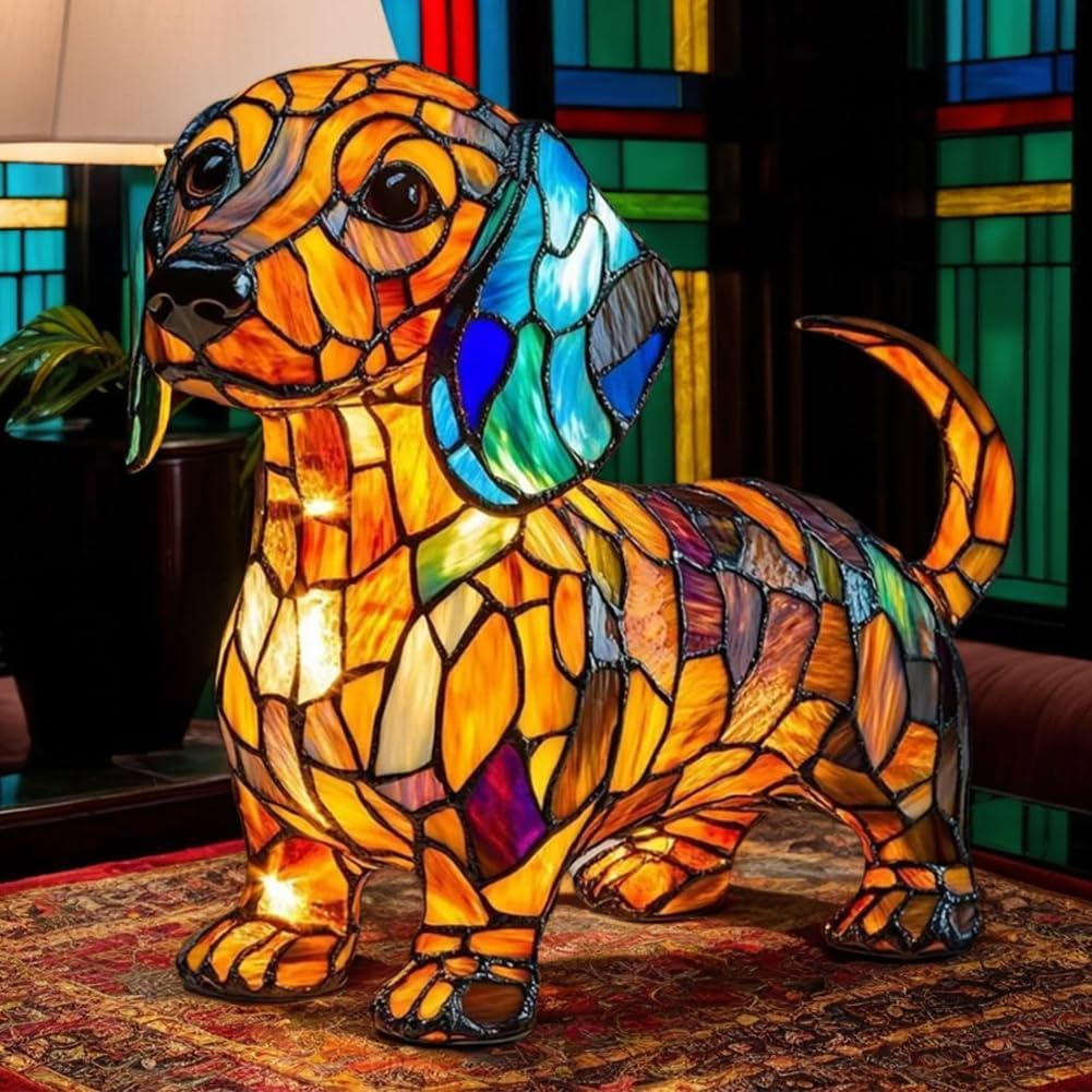 Ledsen DogLamp: Moderne Kunstnerisk Plettet Ambient Hund Lampe