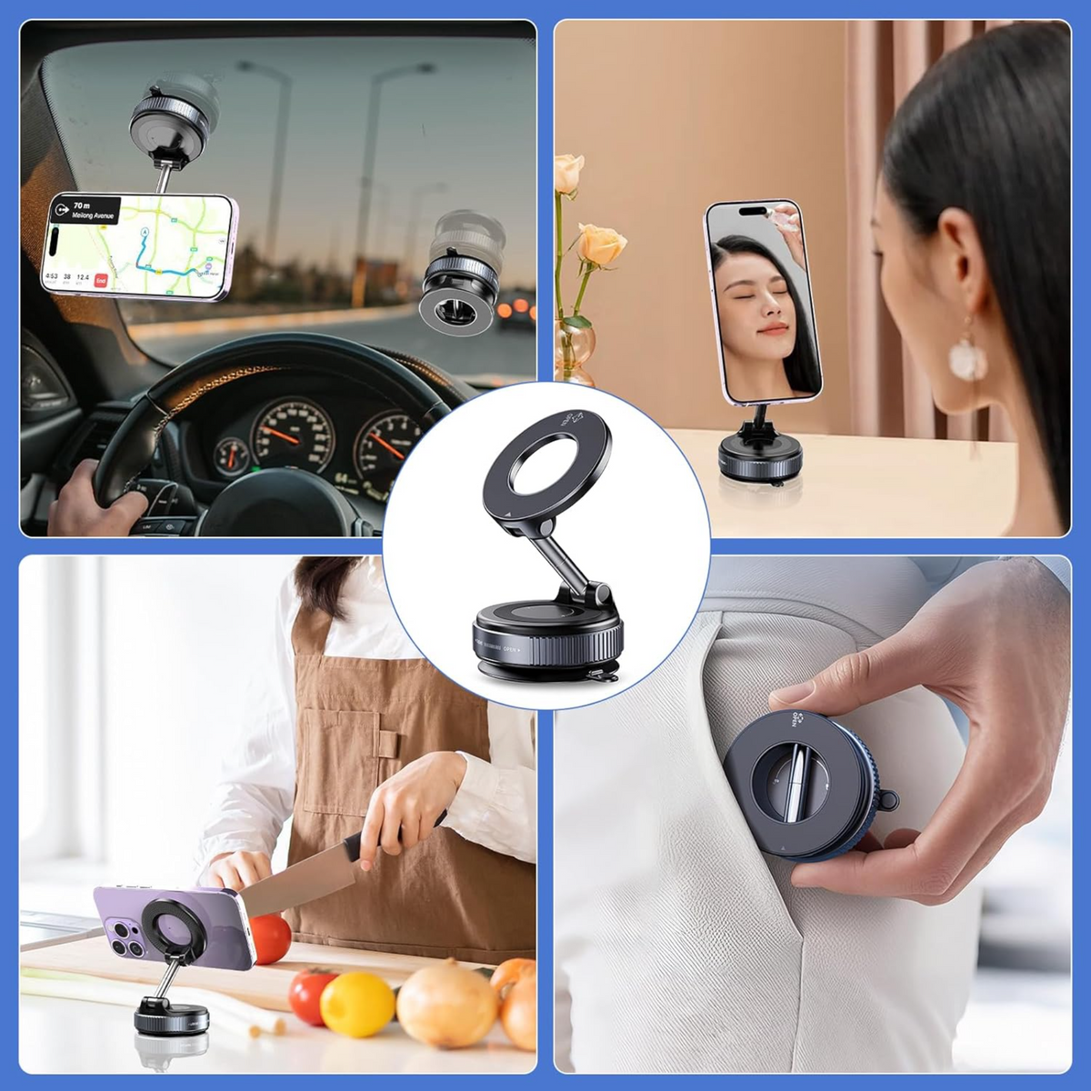 Holder360° MagneticMount 1+1 GRATIS: Roterbar Foldbar Justerbar Universel Telefon Magnetisk Holder