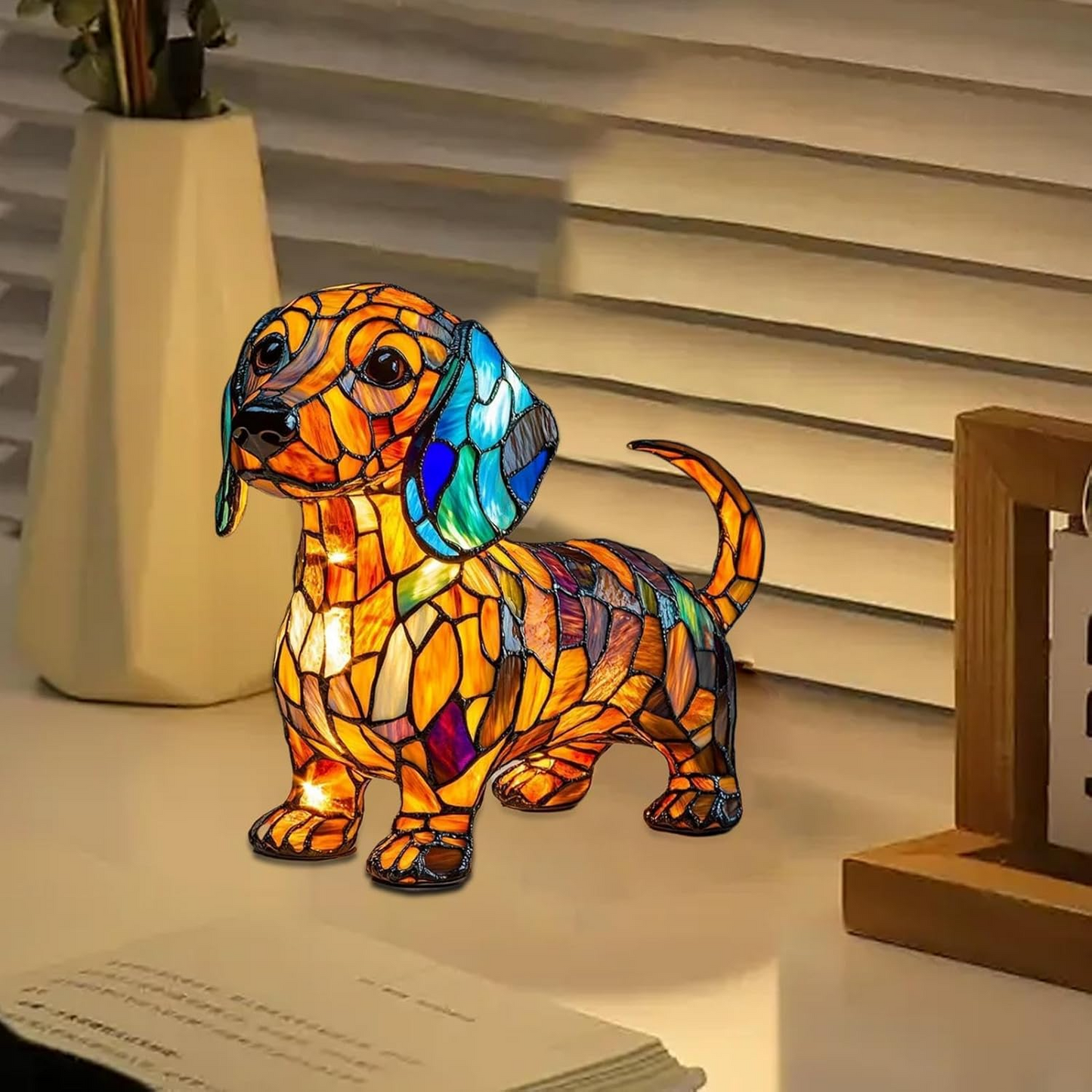 Ledsen DogLamp: Moderne Kunstnerisk Plettet Ambient Hund Lampe