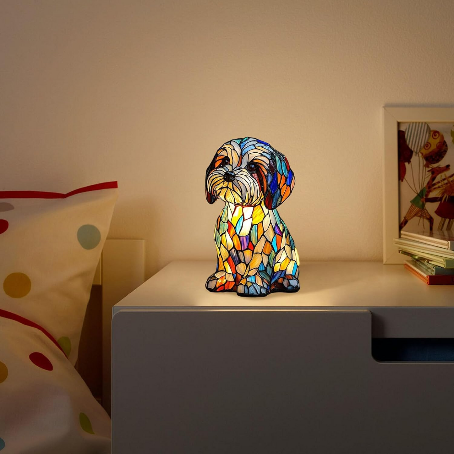 Ledsen DogLamp: Moderne Kunstnerisk Plettet Ambient Hund Lampe