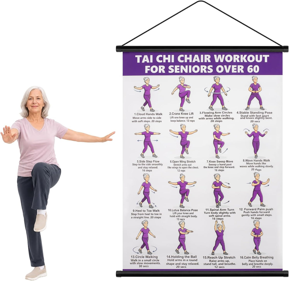 WorkoutPoster - Træningsplakat Guide Øvelser For Ældre