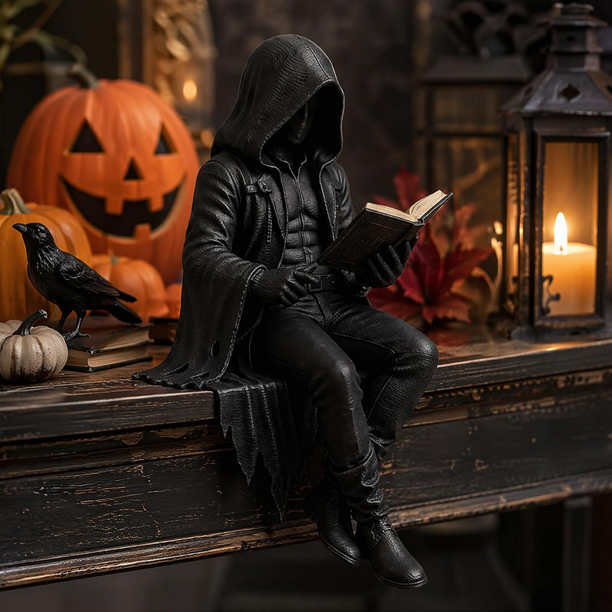 GothicDecor - Mørk Fantasi Bogreol Gothic Figurine Dekor