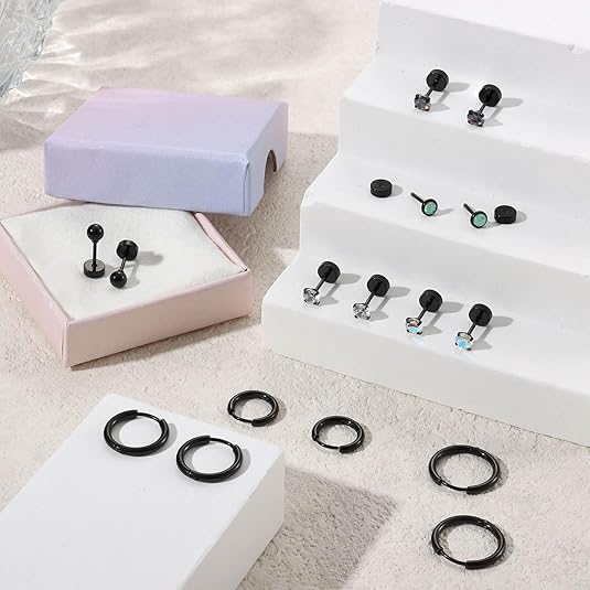 Jewelance™ StudEarrings: Minimalistisk Brusk Piercing Stud Øreringe Sæt