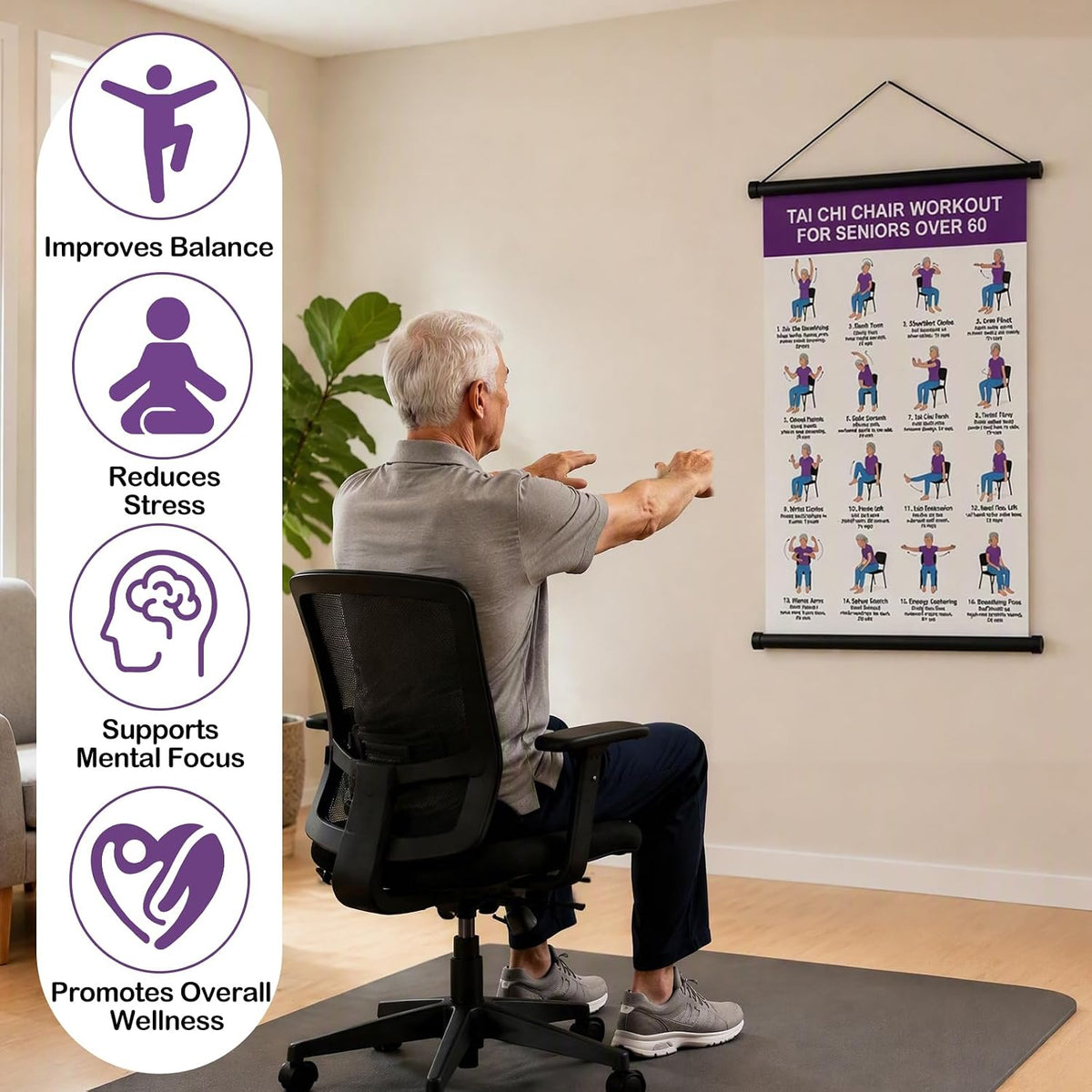 WorkoutPoster - Træningsplakat Guide Øvelser For Ældre