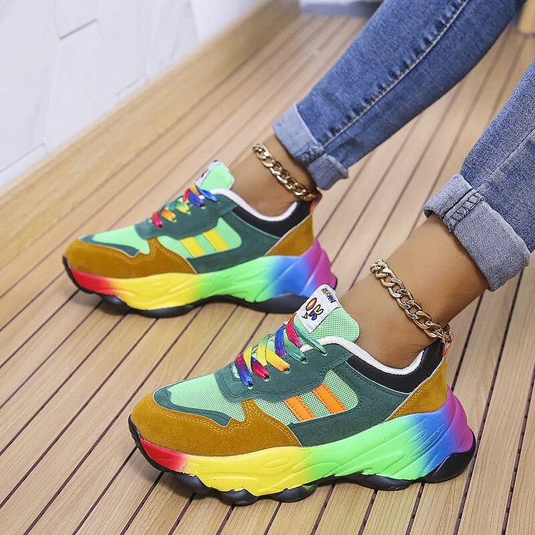 Produktbillede af Mille regnbue-sneakers med polstret sål fra en anden vinkel