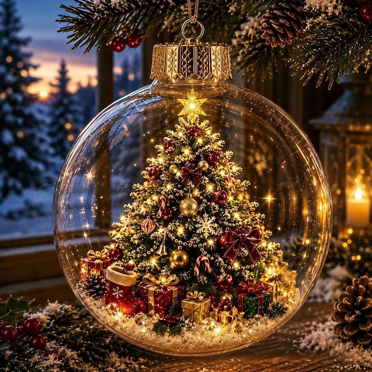 ChristmasOrnament – Glødende Jule Mini Vinter Verden Hus Dekor Ornament