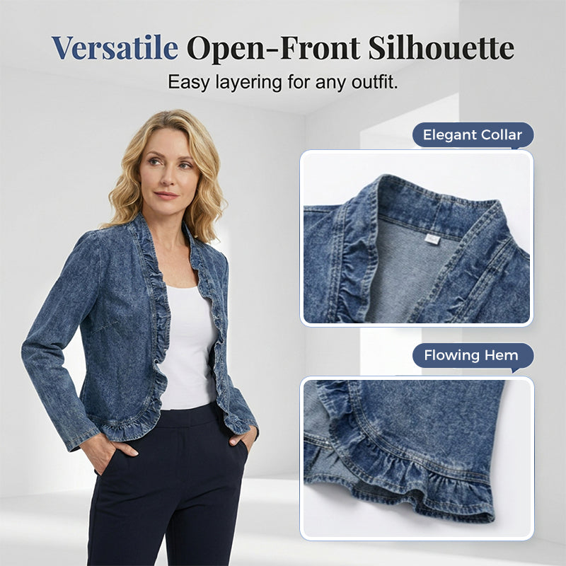 Icone™ RuffledJacket - Stilfuld Mode Rynket Denim Jakke