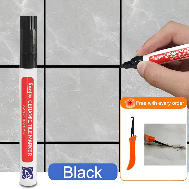 TileMarker 1+2 GRATIS - Anti-Muggs Keramisk Flise Joint Pen Markør Med Fugemasse Krogkniv