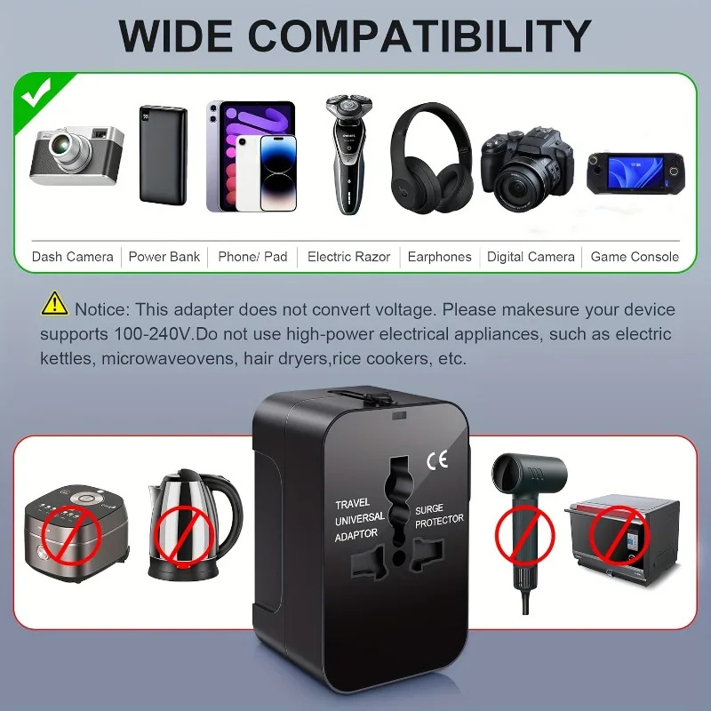 UniversalAdapter - Universal Dual Ports Rejse Kompakt Adapter