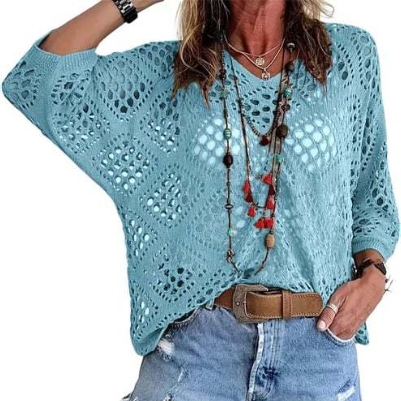 Icone™ CrochetCoverup: Bohemsk Sommer Mid-Længde Ærme Coverup