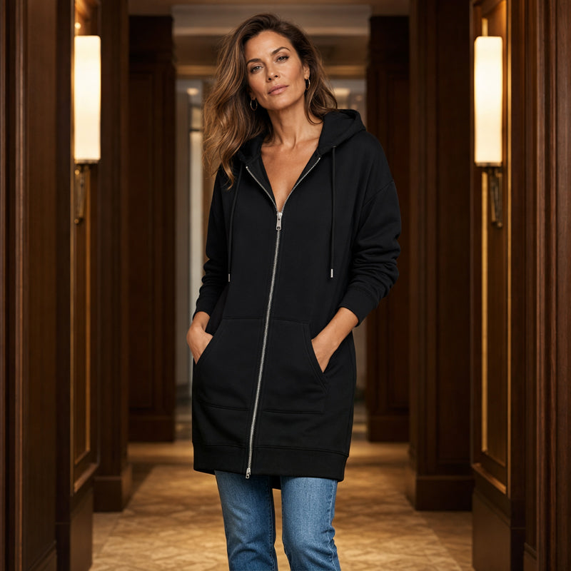 Icone™ CozyHoodie: Kvinders Zip-Up Cozy Lang Hoodie