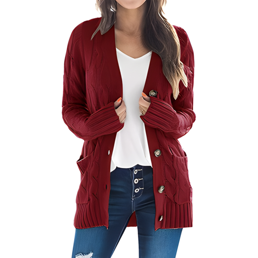 Icone™ KnittedCardigan: Kvinders Hyggelig Lang Strikket Cardigan