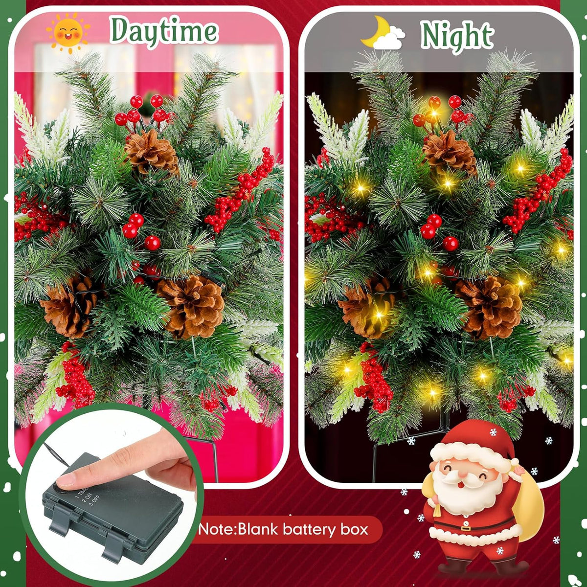 Ledsen™ ChristmasBushes: Udendørs LED Oplyst Jul Buske Plantekrukke Fyld