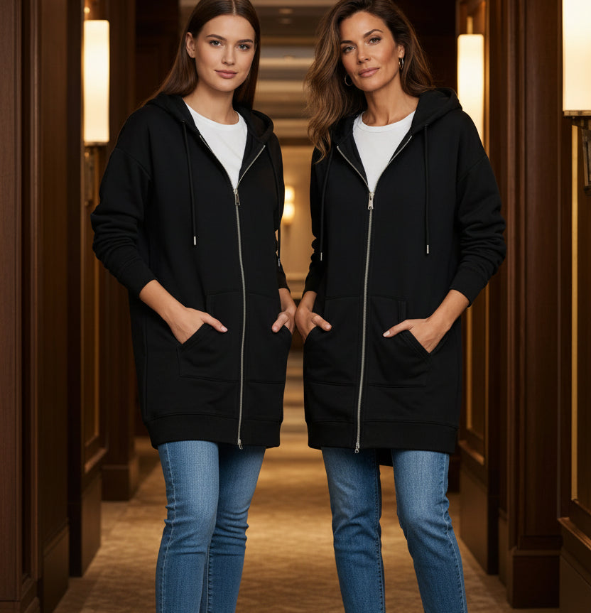 Icone™ CozyHoodie: Kvinders Zip-Up Cozy Lang Hoodie